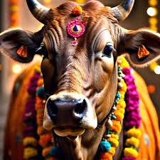 Diwali celebrated with cow worship by lighting lamps